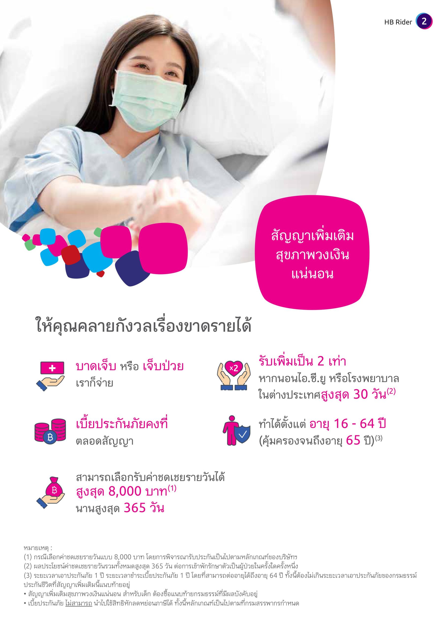 วงเงินแน่นอน ชดเชยรายวัน HB rider วงเงินแน่นอน ชดเชยรายวัน HB rider