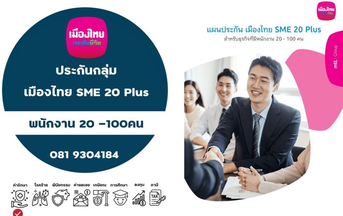 ประกันกลุ่ม แผนประกันเมืองไทย SME Plus สำหรับธุรกิจที่มีพนักงาน 20-100 คน